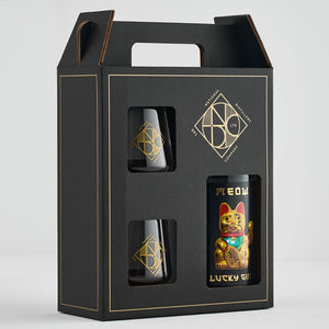 Meow Lucky Gin 750ml Gift Pack with Two Glass Tumblers