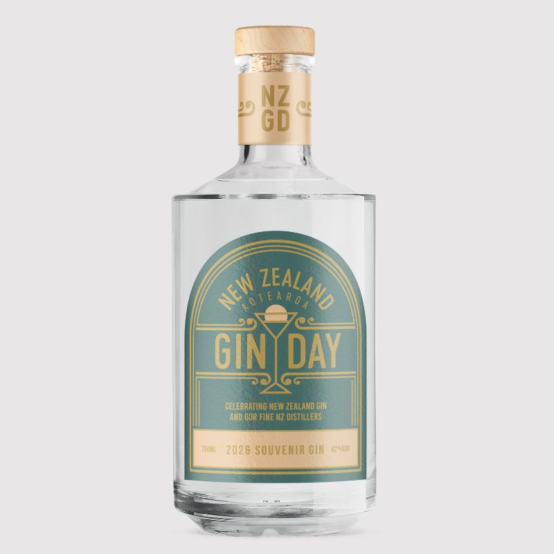 Bottle of New Zealand Gin Day on a white background
